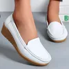 Lederschuhe für Damen, flache Schuhe, weiß, schwarz, Slipper mit Absätzen, lässige Damen-Mokassins, Slip-On, flache Schuhe, Sommerschuhe