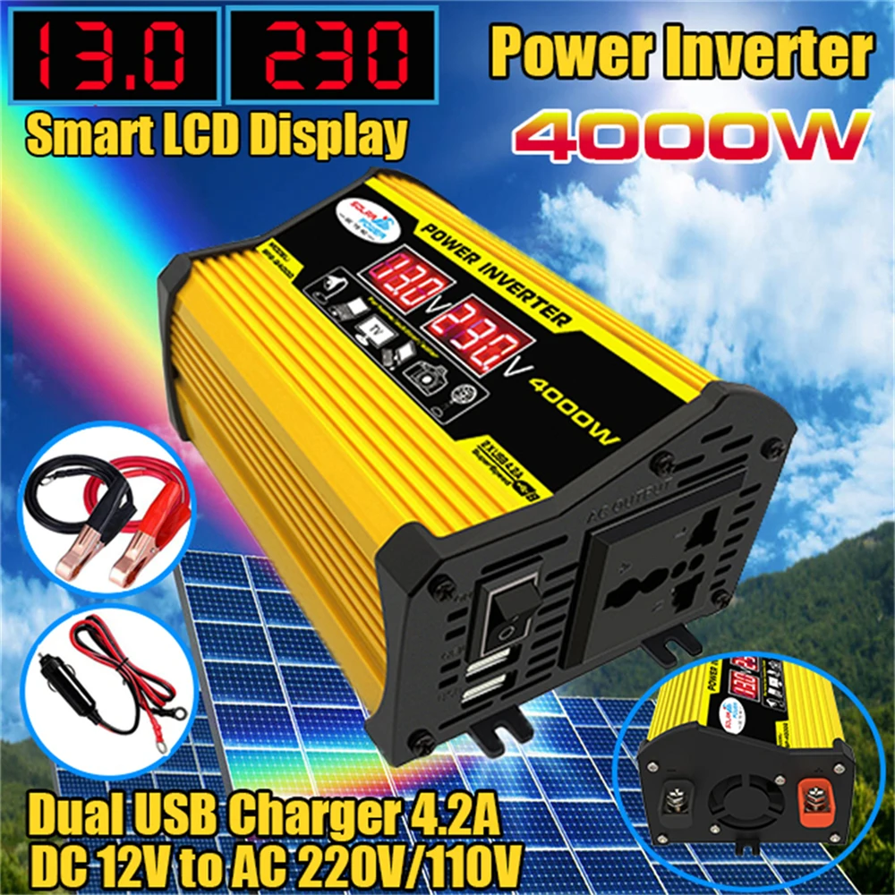 Tragbare Wechselrichter Auto-Wechselrichter DC12Volt zu AC110/220Volt Transformator 4000W modifizierter Sinus-Wechselrichter USB-Auto-Wechselrichter Image