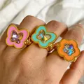 Neue Ins Vintage Bunte Schmetterling Zirkon Y2K Ring Süße Schmetterling Blume Ringe Für Frauen