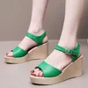 Kleine Plus Größe 33-43 Qualität Echtes Leder Schuhe frauen Keile Plattform Sandalen 2024 Sommer