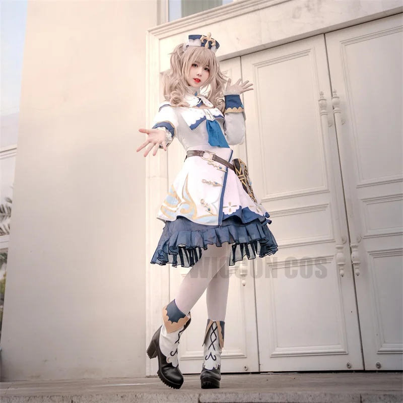 Genshin Impact Project Barbara Cosplay Stiefel Schuhe Perücke Barbara Mädchen Prinzessin Kleider Lolita Maid Kleidung für Frauen Halloween