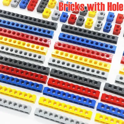 Technische Ziegel mit Loch, dick, kreatives MOC-Ziegelzubehör, Teile, kompatibel mit 3894, 3702, Image