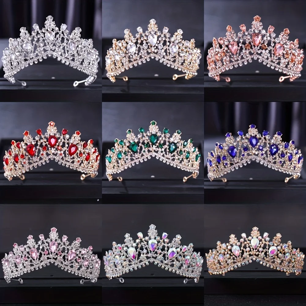 Barocke Kristall Tiaras und Kronen für Frauen Braut Strass Prom Diadem Braut Hochzeit Haarschmuck Schmuck Krone Tiara Image