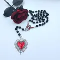 Heilige Herz Halskette rote Farbe Herz Halskette Gothic Schmuck Andenken Mori brennendes Herz