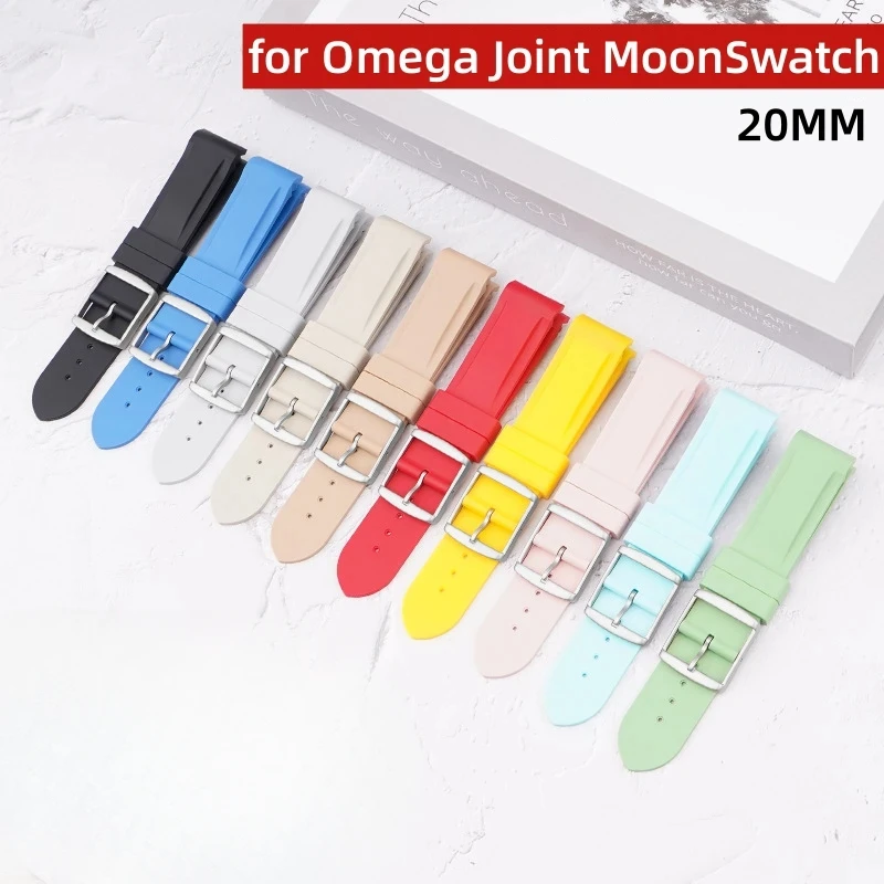 Gebogenes Ende Gummi Silikon Uhren armband für Omega Joint Moons watch Sternbild Männer Frauen wasserdicht Sport Uhren armband 20mm Image