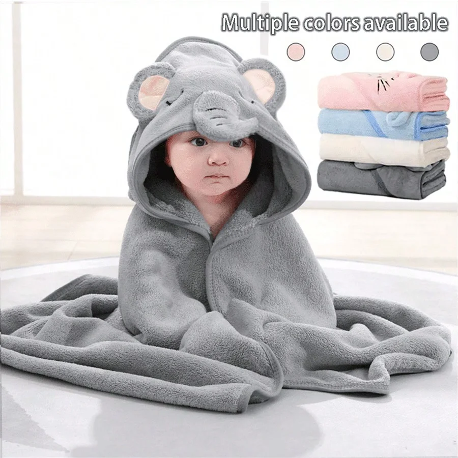 Baby Bademantel Infant Bad Handtuch Junge Mädchen Decken Swaddle Mit Kapuze Cartoon Korallen Fleece Handtuch Decke Weiche Neugeborenen Handtuch Image