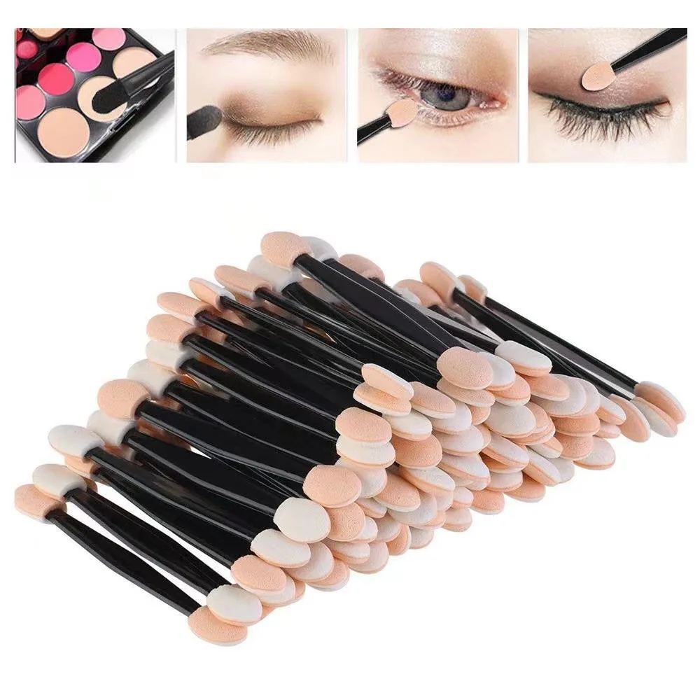 100 Stück Nagel pulver Bürsten Schwamm doppelseitiger Applikator Spiegel Chrom Pigment einfach Schwamm Stick Latex Schwamm Kopf Make-up Werkzeuge Image