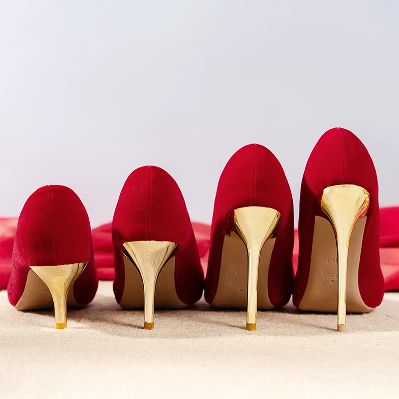 12cm Red Heels Übergroßen frauen Ferse Schuhe 45 Rot Hochzeit Schuhe Flanell Super High Heel frauen Schuhe zapatos De Mujer