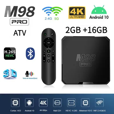 M98 pro mit atv smart tv box android 10,0 wifi 6 h313 16gb 64gb ultra hd 4k 1080p bt multimedia player iptv tv box