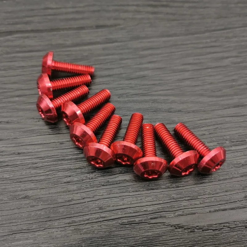 10 Stück Schrauben Schraube Schwarz Aluminium Verzierung M6 x 20 mm M5 x 16 mm Motorrad Rot eloxiert 25 mm Schrauben Rote Schrauben M6 M5 Kappenkopf