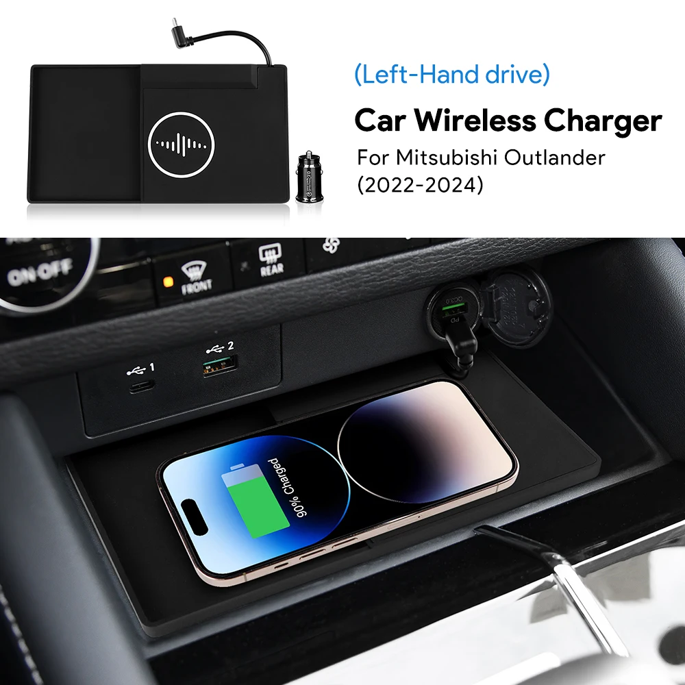 15W schnelles Aufladen des Auto-Wireless-Boards für Mitsubishi Outlander 2022-2024 Handy-Ladegeräthalter Linkslenker-Zubehör Image