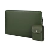 Laptop Sleeve Case PU Tablet Soft Cover Protective Case Zipper Carrying Bag - Green (with small bag) - 15.6 inches