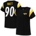 Women's Fanatics T.J. Watt Black Pittsburgh Steelers Plus Size Sleeve Stripe Name & Number T-Shirt