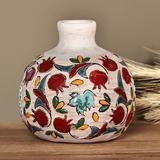 'Round Hand-Painted Pomegranate Ceramic Vase from Armenia'