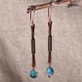 Final Blue,'Antique-Finished Copper and Natural Agate Dangle Earrings'