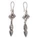 Budding Tulips,'Sterling Silver Tulip Dangle Earrings with Antique Finish'