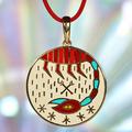 'Painted 18k Gold-Plated Scorpio Enamel Pendant Necklace'