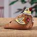 'Hand-Painted Bird-Shaped Ceramic Ocarina in Warm Hues'