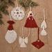 'Set of 6 Christmas-Inspired Red Cotton Macrame Ornaments'