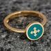 Marash Spirit,'Polished Painted Teal 18k Gold-Plated Marash Ring'