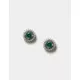 M&S Womens Platinum Green Stud Earrings - Silver, Silver