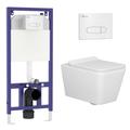 Elena Wall Hung Rimless Toilet with Slim Soft Close Seat & Chrome Plate Aqua Wall Hung Frame