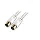 Ex-Pro Gold White Coax TV RF Ariel connection Cable Lead - P-P / Plug to Plug / Male to Male - 10m