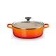 Le Creuset Volcanic Cast Iron 24cm Shallow Casserole With Glass Lid 3.1L