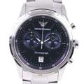 EMPORIO ARMANI AR-0583 Stainless Steel Quartz Chronograph Men's Navy Dial Watch A-Rank