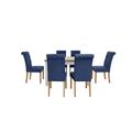 Furnitureland - Hamilton Rectangular Extending Dining Table and 6 Button Back Chairs - Denim