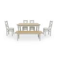 Moore Extending Dining Table with 4 Cross Back Chairs and a Bench - 140-cm