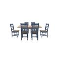 Hewitt Rectangular Extending Dining Table and 6 Slatted Chairs - Blue/New York Midnight