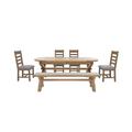 Hewitt Oval Extending Dining Table, 4 Slatted Chairs and 180 cm Bench - Oak/Grey Check Wool