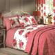 Complete Floral Duvet Cover Set Bedspread and Curtains Bloom Red - Double