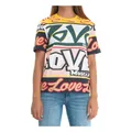 Love Moschino, Tops, female, Yellow, XS, Text Print Oversize T-shirt