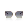 Vogue, Accessories, female, Yellow, 56 MM, Rose Gold Sunglasses with Dark Blue Shaded Lenses