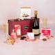Birthday Gift | Birthday Prosecco & Treats For Her Hamper Gift | Prosecco, 71% dark chocolate, Belgian chocolate sticks, Chocolate covered marzipan, Coconut ice, Strawberry and white chocolate cookies | Hay Hampers