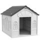 PawHut Weather-Resistant Dog House for Large Dogs - Grey