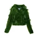 Fortini, Jackets, female, Green, XL, Short Green Faux Fur Jacket with Snaps and Pockets