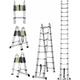 5M Telescopic Ladder Foldable Extension Folding Aluminium Ladder Heavy Duty Safety Locking Multi-Purpose Multi-Function Ladder Max Load 150KG