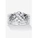 Women's .27 Tcw Round Cubic Zirconia Platinum-Plated Puzzle Ring by PalmBeach Jewelry in Platinum (Size 9)