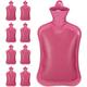 9x Hot Water Bottles, no Cover, Durable, 2L Bed Warmer, Odourless Natural Rubber, hwd: 36 x 18.5 x 4 cm, Pink - Relaxdays