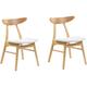 Set of 2 Dining Chairs Light Grey Fabric Seat Light Wood Frame Lynn - Light Wood