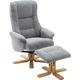GFA Florida Swivel Recliner Chair with Footstool - Lake Blue Fabric