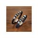 Men'S Leather Bracelet Titanium Beads - Silver | Wowcher