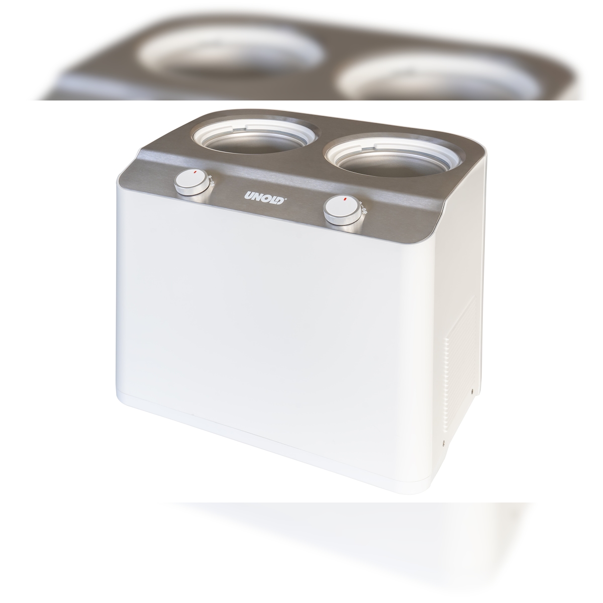 Unold 48830 Eismaschine Doppio - Weiß, mit Kompressor, 250 Watt, Eismaschine Selbstkühlend, Frozen Joghurtmaschine mit 2,4 Liter Eiscreme Volume Image