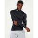 UNDER ARMOUR Mens Training Cold Gear Armour Comp Mock L/S T-Shirt - Black/White, Black/White, Size S, Men