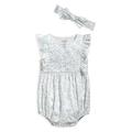 Mamas & Papas Baby Girls Sprig Printed Romper & Headband - Cream, Cream, Size 6-9 Months