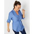 M&Co Tab Sleeve Detail Blouse - Blue, Blue, Size 20, Women