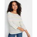 M&Co Petite Petite Ivory Slash Neck Multi Stripe Ls Top, White, Size 14, Women